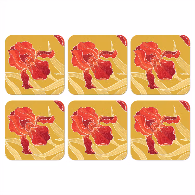 Onderzetter - Bloemen - Illustratie - Rood - Bloemen - Illustratie - Rood onderzetter kurk middel
