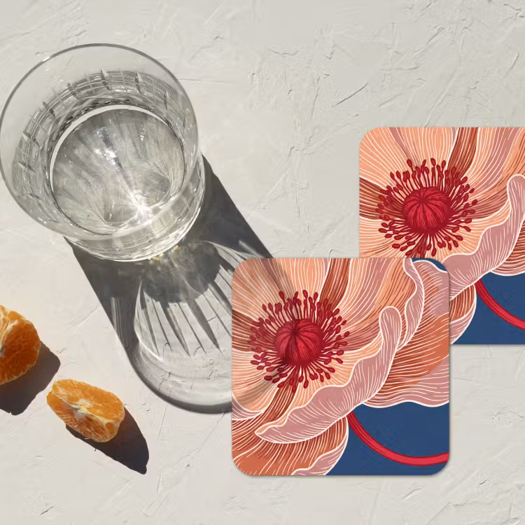 Onderzetter - Bloemen - Modern - Abstract - Bloemen - Modern - Abstract onderzetter kurk middel