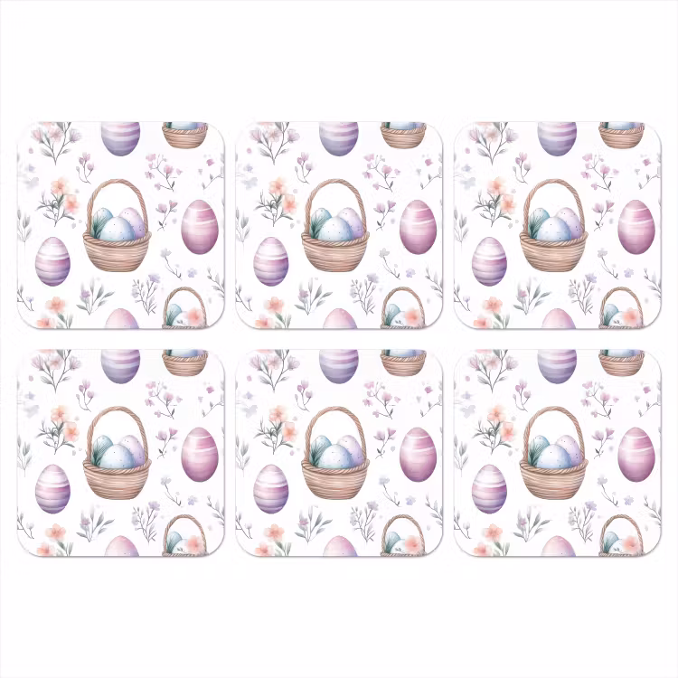 Bloemen - Paaseieren - Patroon onderzetter kurk middel -3d
