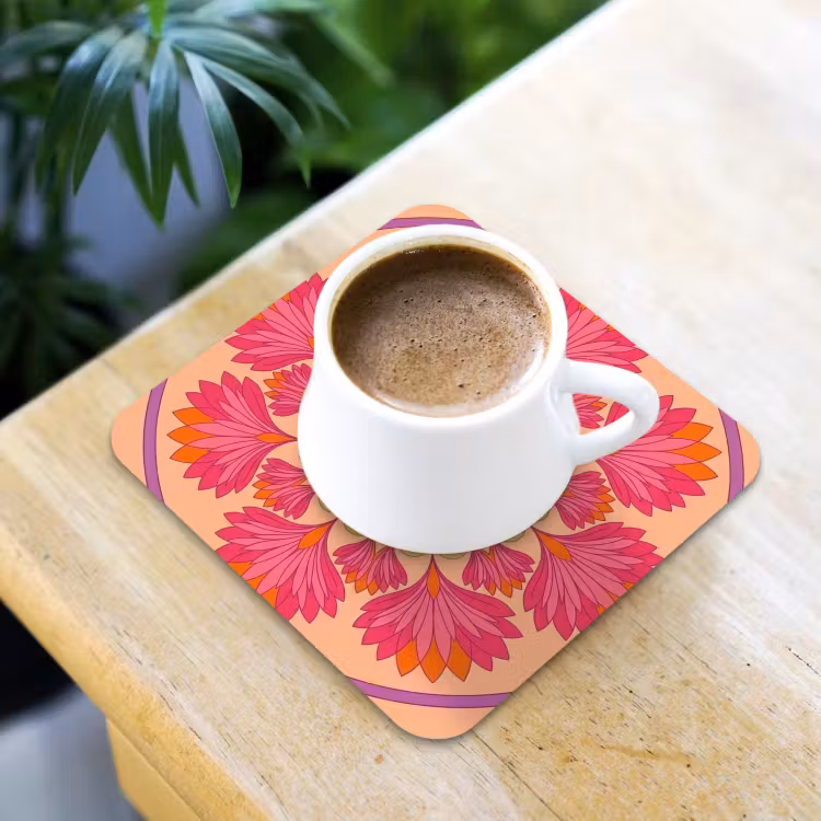 Bloemen - Patroon - Abstract - Roze - Decoratief onderzetter kurk middel -sfeer5