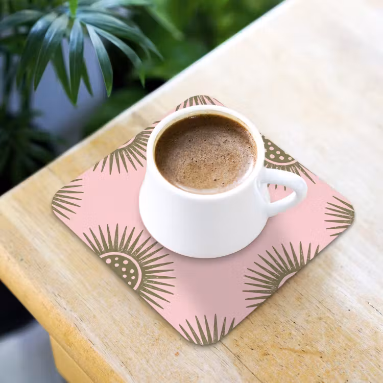 Bloemen - Patroon - Abstract - Roze - Groen onderzetter kurk middel -sfeer5