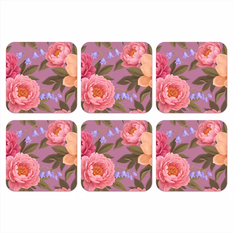 Bloemen - Patroon - Illustratie - Roze onderzetter kurk middel -3d