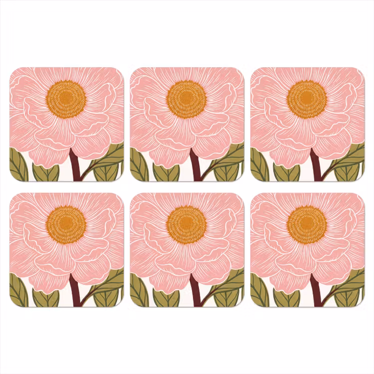 Onderzetter - Bloemen - Roze - Illustratie - Bloemen - Roze - Illustratie onderzetter kurk middel