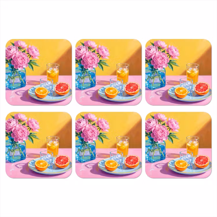 Onderzetter - Bloemen - Roze - Modern - Bloemen - Roze - Modern onderzetter kurk middel