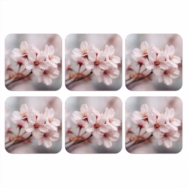 Bloesems - Meeldraden - Geel - Wazig onderzetter kurk middel -3d