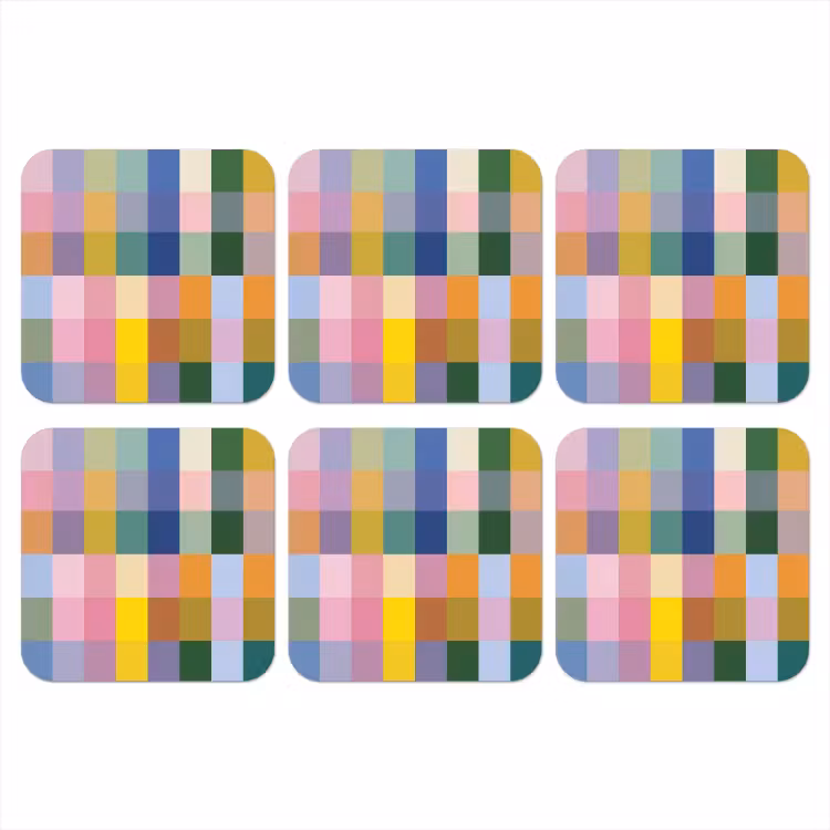 Blokken - Vierkant - Patroon - Gekleurd onderzetter kurk middel -3d