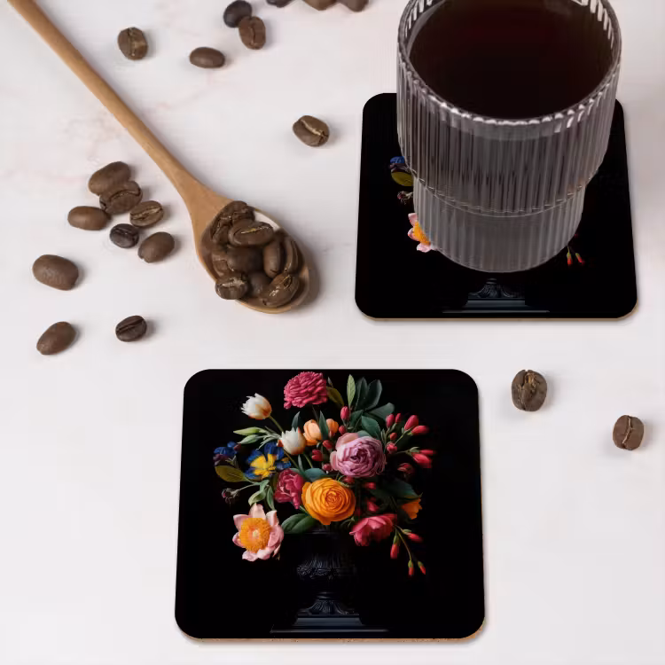 Boeket - Romantisch - Kleurrijk onderzetter kurk middel -sfeer2