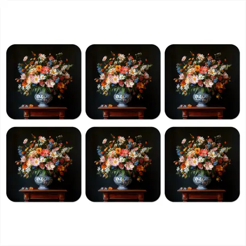 Boeket - Roze - Bloemen - Vaas onderzetter kurk middel -3d