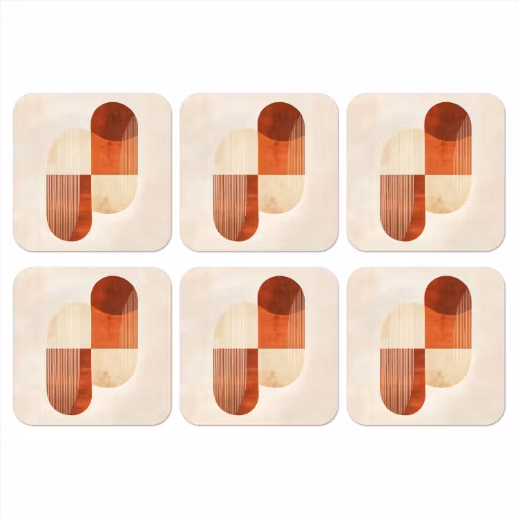 Bogen - Beige - Vormen onderzetter kurk middel -3d