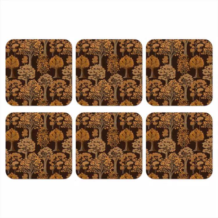 Bomen - Patroon - Bruin onderzetter kurk middel 366 -3d