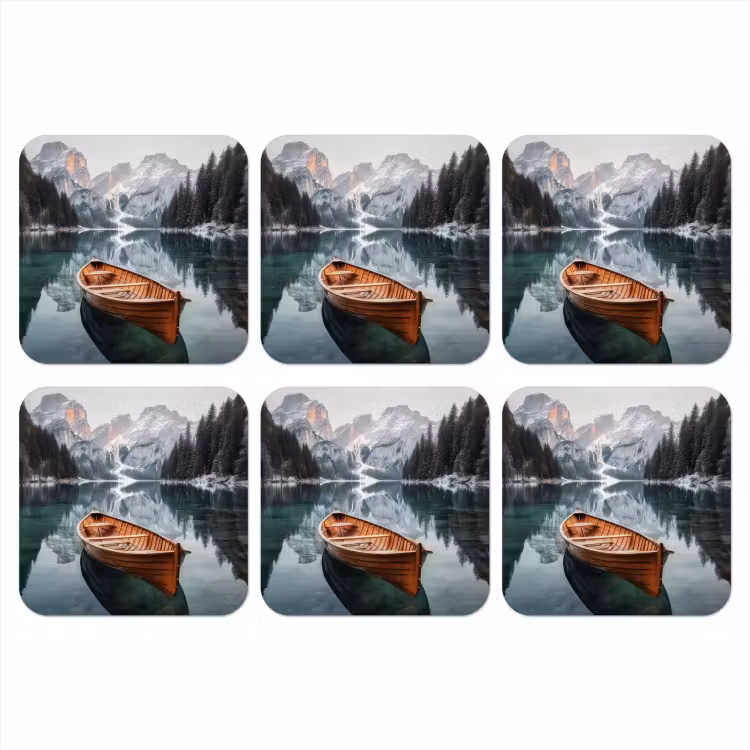 Boot - Bergen - Natuur - Water onderzetter kurk middel -3d