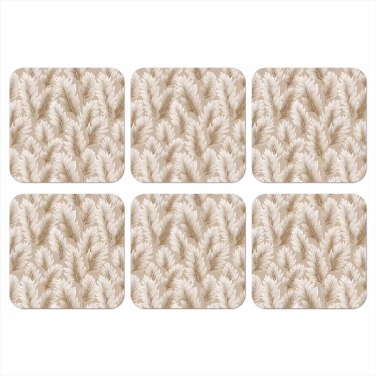Botanisch - Patroon - Beige onderzetter kurk middel 366 -3d