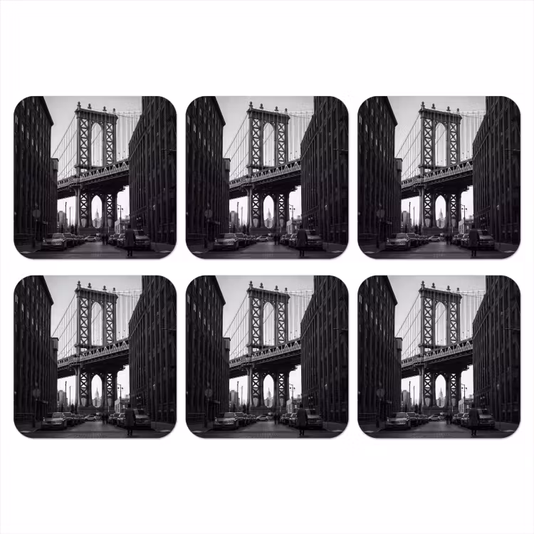 Brug - Stad - Architectuur - Modern - Zwart-wit onderzetter kurk middel -3d
