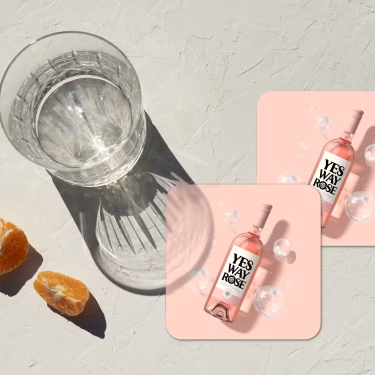 Bubbels - Rosé - Roze onderzetter kurk middel -sfeer4