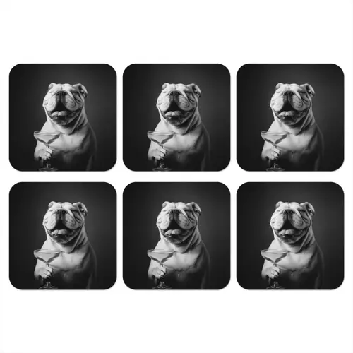 Buldog - Hond - Glas onderzetter kurk middel -3d
