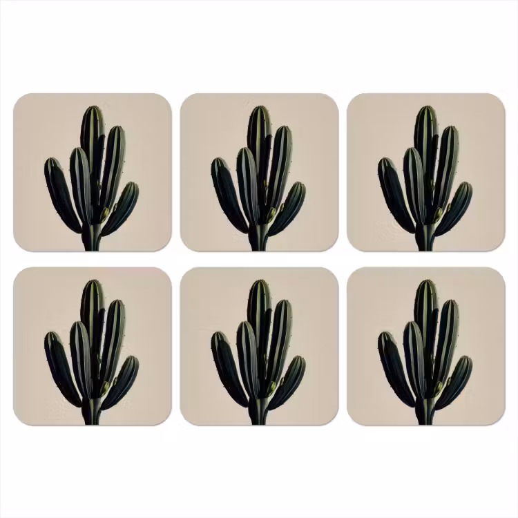 Cactus - Subtiel - Groen onderzetter kurk middel -3d