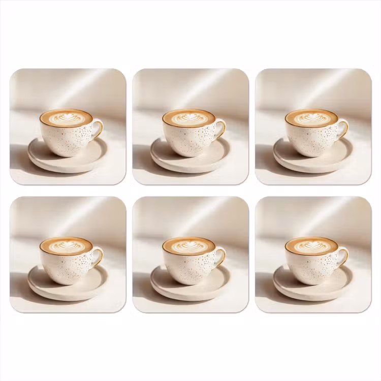 Cappuccino - Schuim - Schotel - Beige onderzetter kurk middel -3d