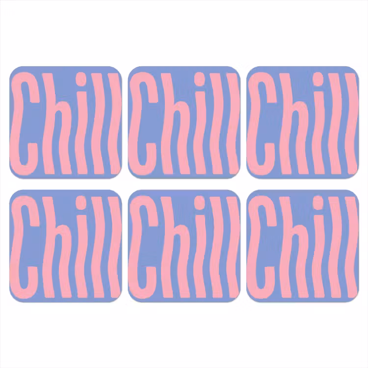 Chill - Roze - Blauw - Golvend onderzetter kurk middel -3d