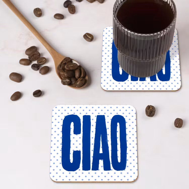 Ciao - Blauw - Stippen onderzetter kurk middel -sfeer2