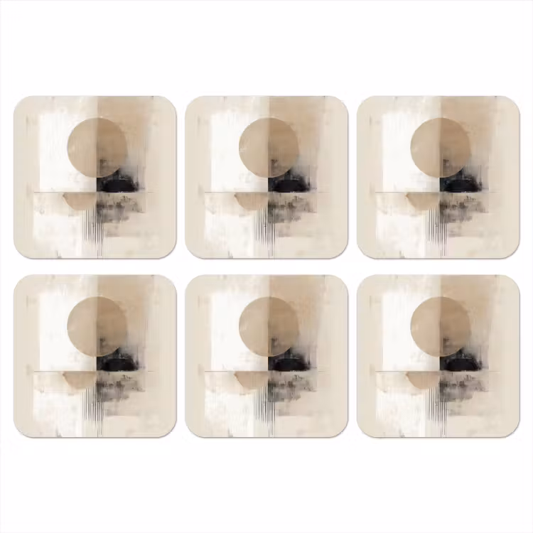 Cirkel - Compositie - Diepte - Beige onderzetter kurk middel -3d