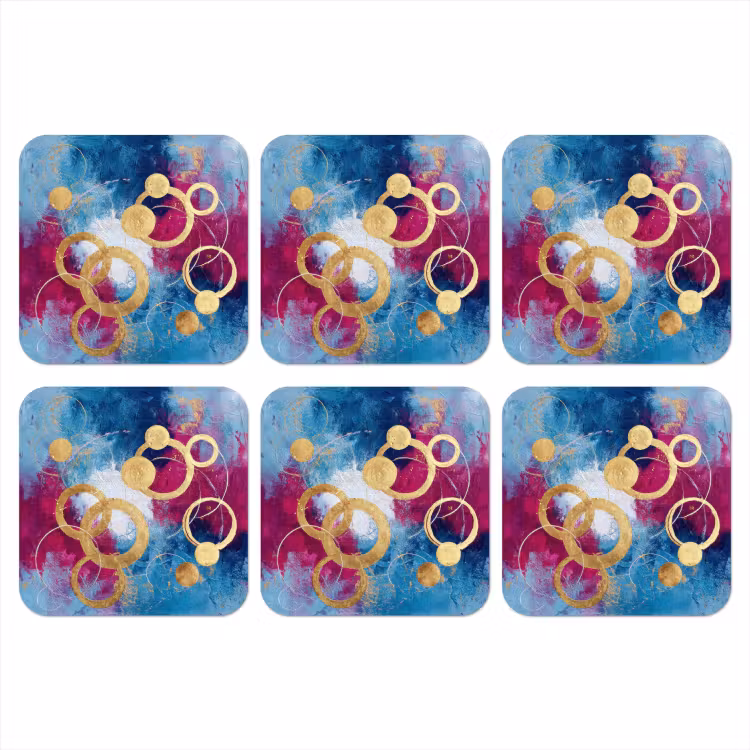 Cirkels - Goud - Abstract onderzetter kurk middel -3d