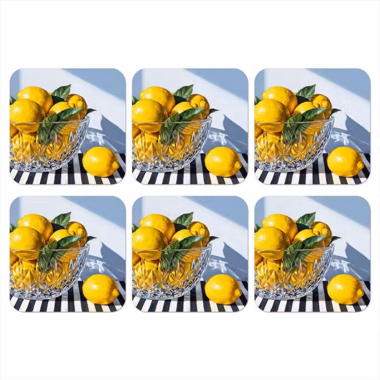 Onderzetter - Citroenen - Fruit - Geel - Citroenen - Fruit - Geel onderzetter kurk middel