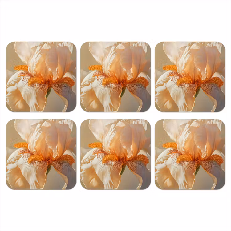 Close up - Oranje - Iris onderzetter kurk middel -3d