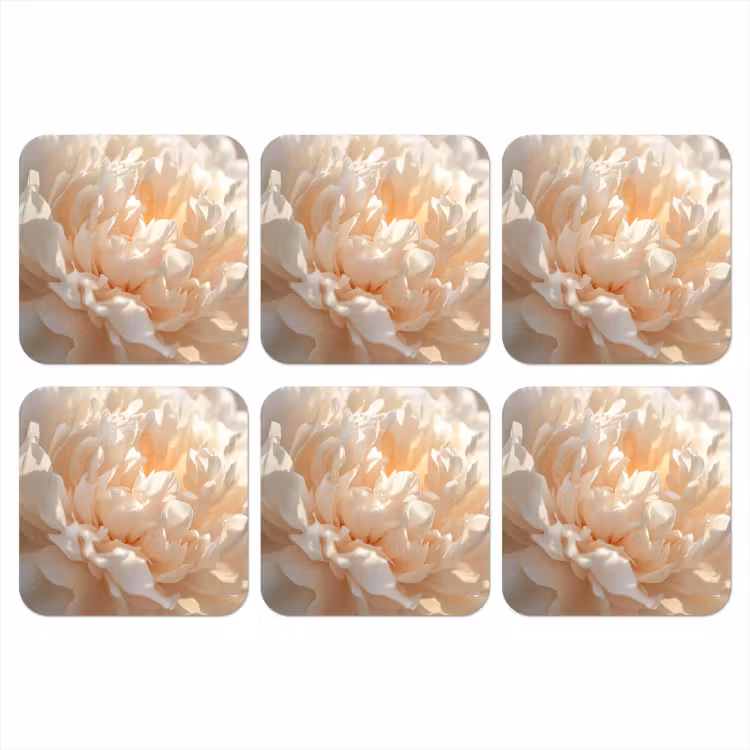 Close up - Pioenroos - Lichtroze onderzetter kurk middel -3d