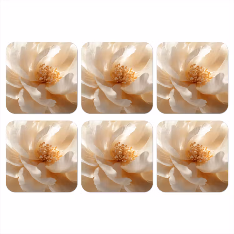 Close up - Pioenroos - Wit onderzetter kurk middel -3d