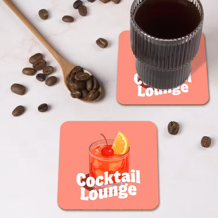 Cocktail Lounge - Glas - Koraal onderzetter kurk middel -sfeer2