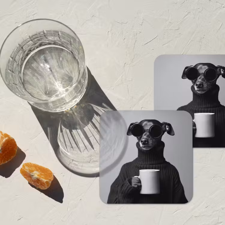 Coltrui - Hond - Bril - Mok onderzetter kurk middel -sfeer4