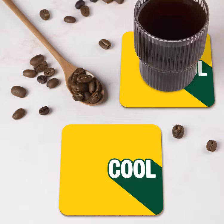 Cool - Geel - Groen onderzetter kurk middel -sfeer2