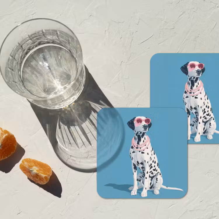 Dalmatiër - Zonnebril - Blauw onderzetter kurk middel -sfeer4