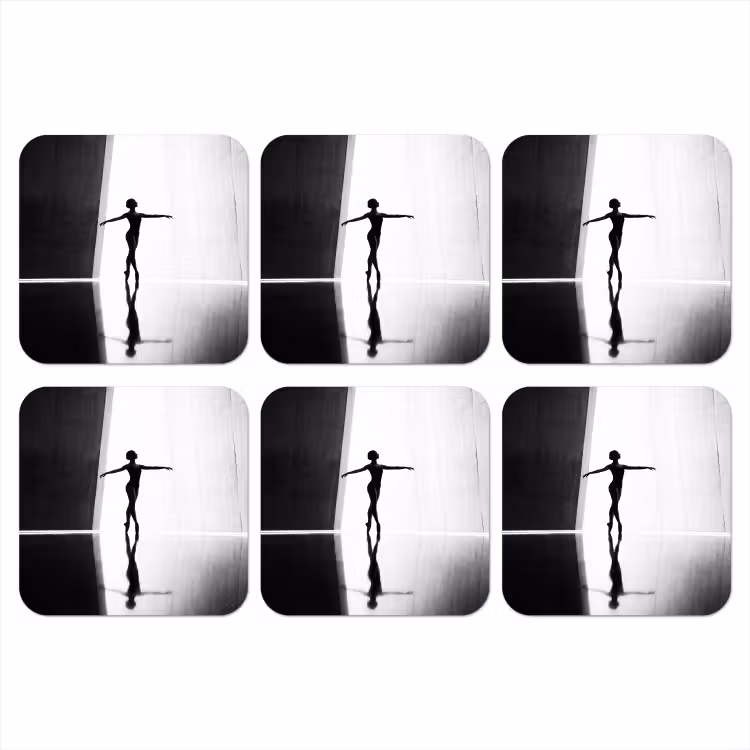 Danser - Silhouette - Kunst - Modern - Zwart-wit onderzetter kurk middel -3d