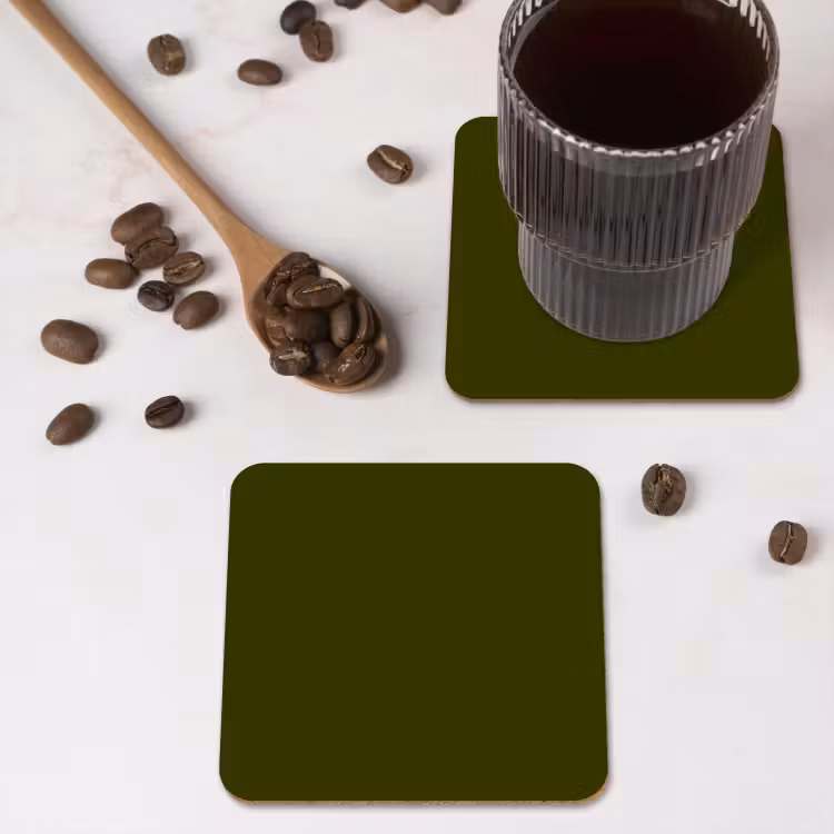 Dark  - Olive - Groen onderzetter kurk middel 366 -sfeer2