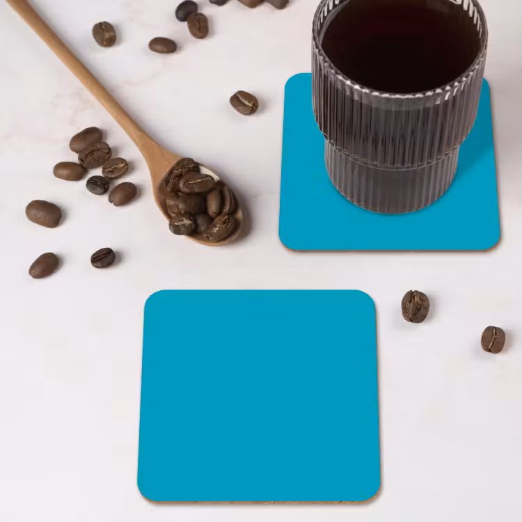 Deep - Turquoise - Turkoois onderzetter kurk middel 366 -sfeer2