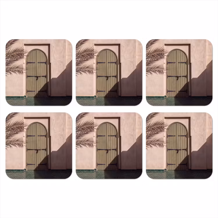 Deur - Hout - Architectuur - Groen - Rustiek onderzetter kurk middel -3d