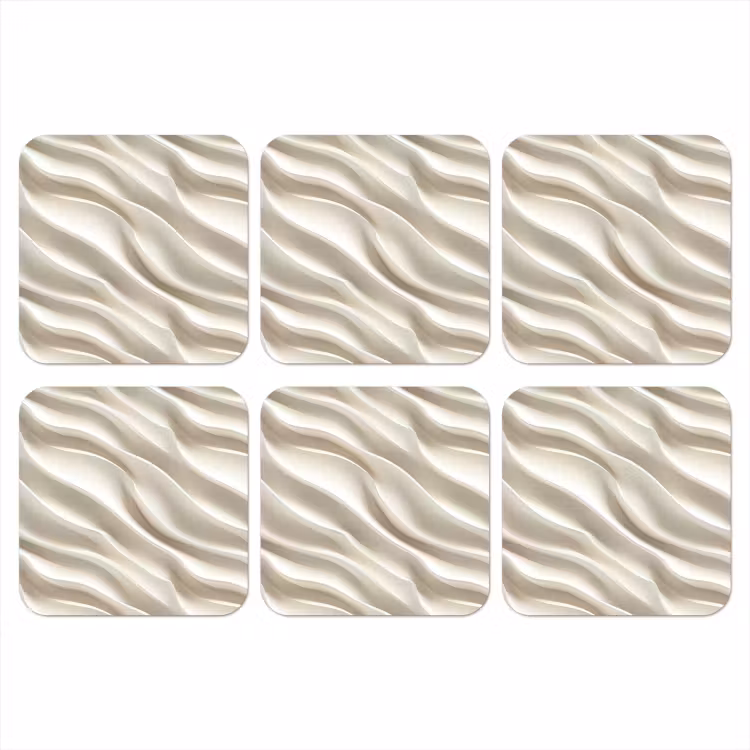 Diagonaal - Golven - Crème onderzetter kurk middel 366 -3d