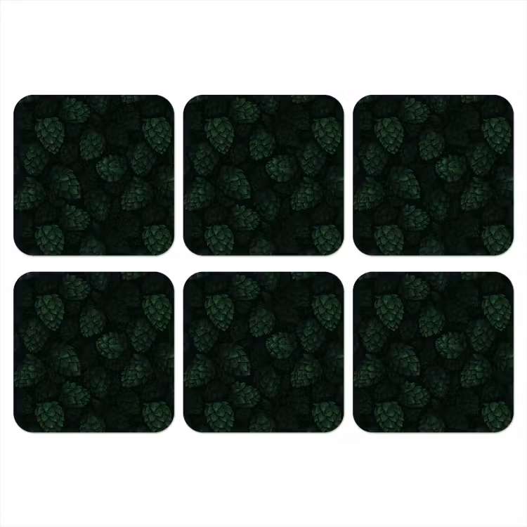 Donker - Groen - Hopbellen - Botanisch - Illustratie onderzetter kurk middel 366 -3d