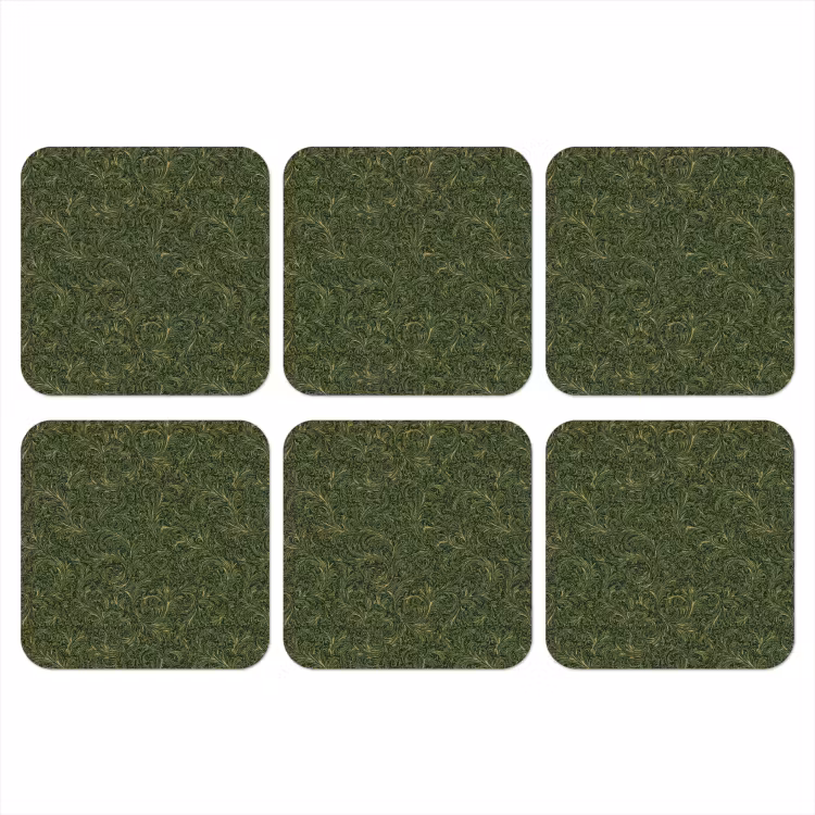 Donker - Groen - Krullend - Botanisch onderzetter kurk middel 366 -3d
