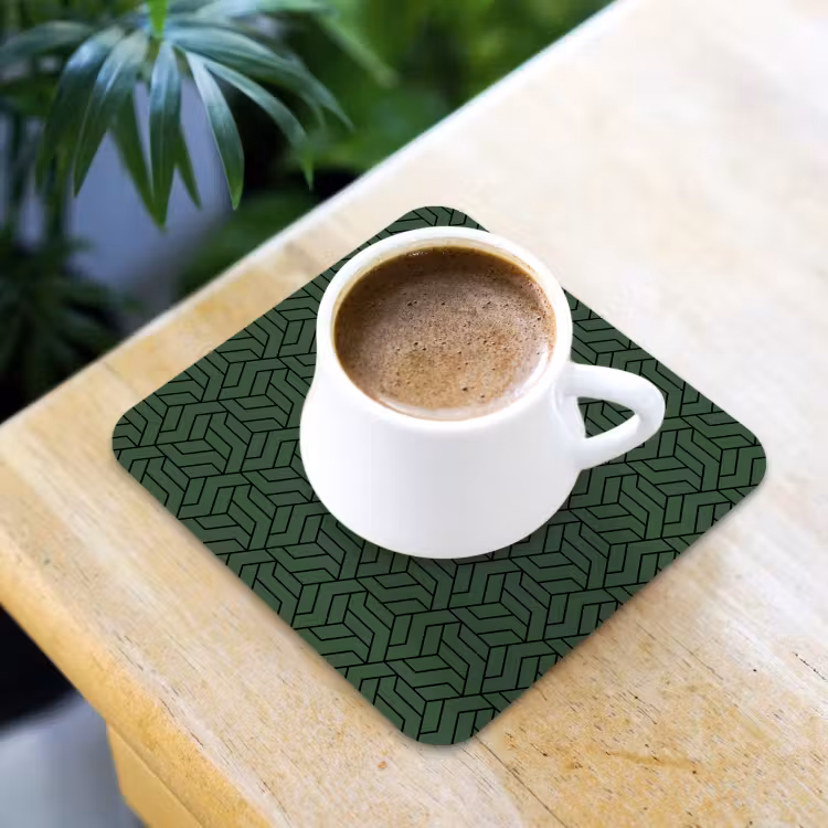 Donkergroen - Patroon - Lijnen - Zwart onderzetter kurk middel 366 -sfeer5