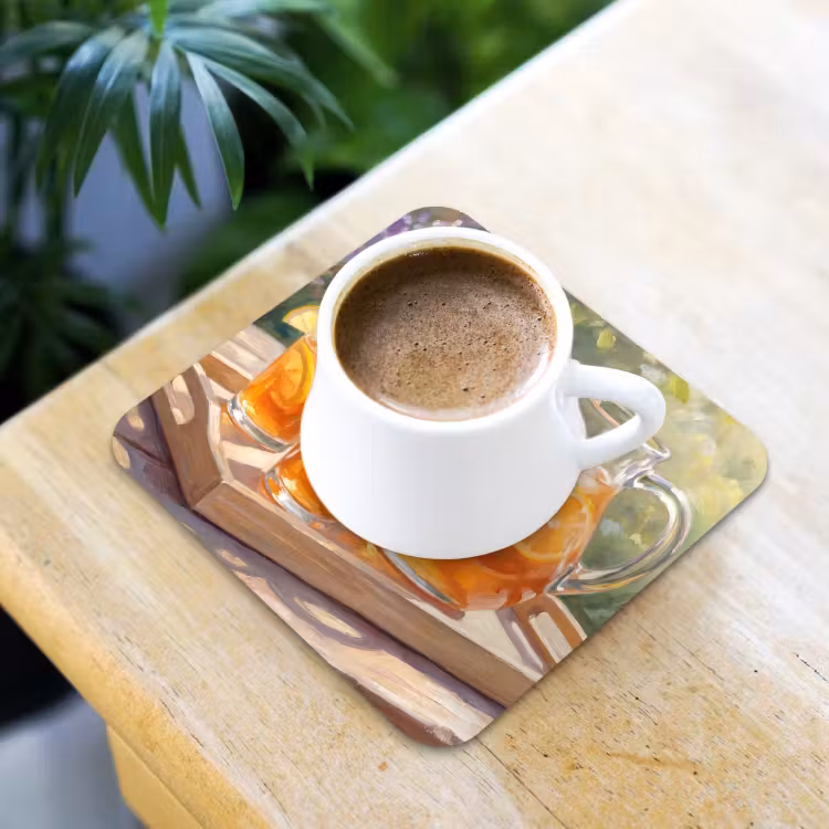 Drank - Citroen - Zomer - Tuin - Geel onderzetter kurk middel -sfeer5