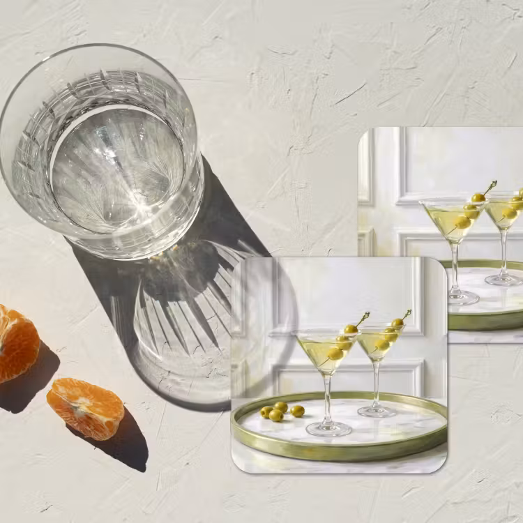 Drank - Martini - Olijven - Modern - Wit onderzetter kurk middel -sfeer4