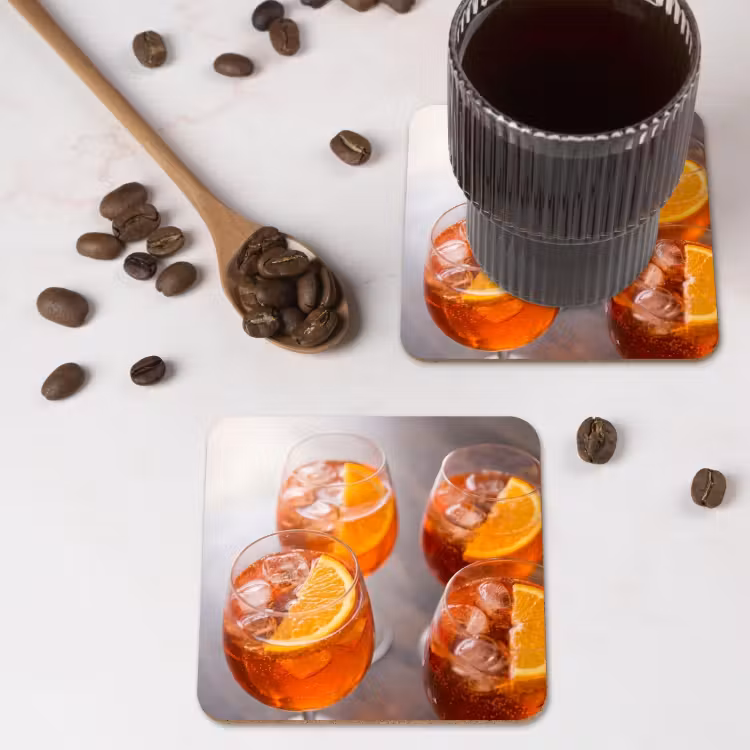Drank - Sinaasappel - IJs - Zomer - Oranje onderzetter kurk middel -sfeer2