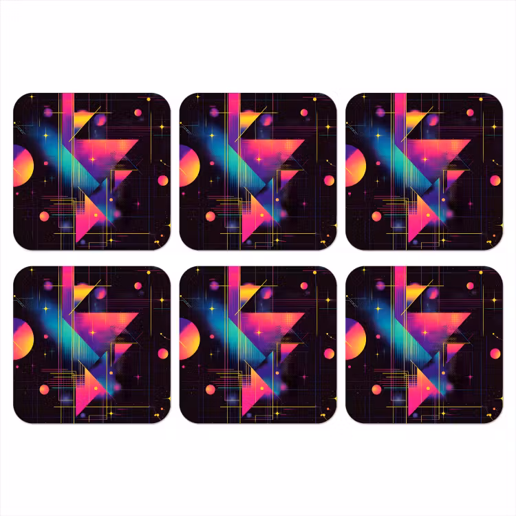 Driehoeken - Cirkels - Abstract - Sterren onderzetter kurk middel -3d