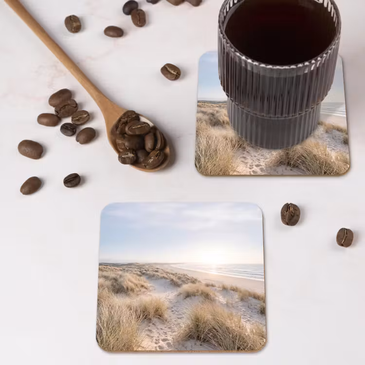 Duinen - Strand - Beige onderzetter kurk middel -sfeer2