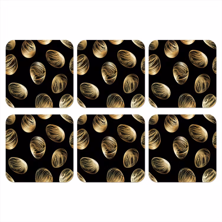 Eieren - Goud - Patroon onderzetter kurk middel -3d