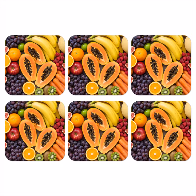 Eten - Fruit - Groenten - Vers - Kleurrijk onderzetter kurk middel -3d