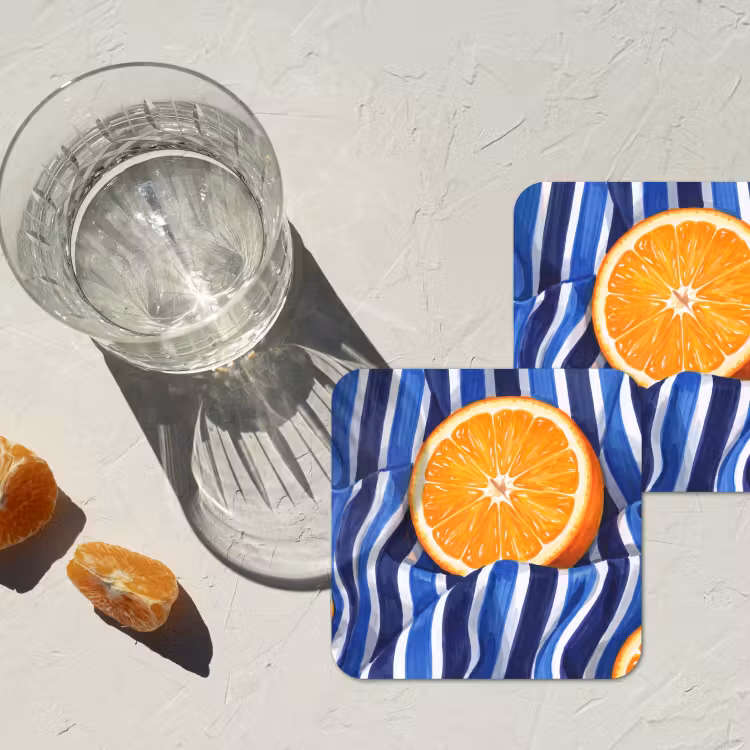 Onderzetter - Eten - Fruit - Oranje - Eten - Fruit - Oranje onderzetter kurk middel