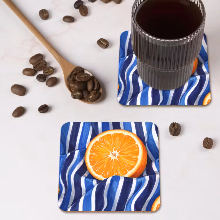 Onderzetter - Eten - Fruit - Oranje - Eten - Fruit - Oranje onderzetter kurk middel